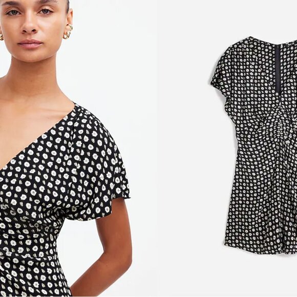 NWOT Madewell black w/white flowers dress, 6, - Picture 3 of 16